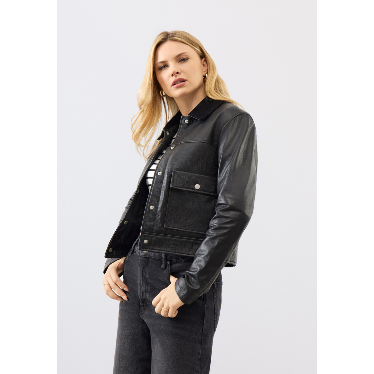 Bolongaro Trevor Caris Trucker Lederjacke schwarz