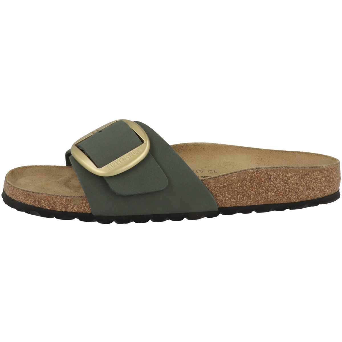 Birkenstock Madrid Big Buckle Nubukleder Sandale schmal gruen