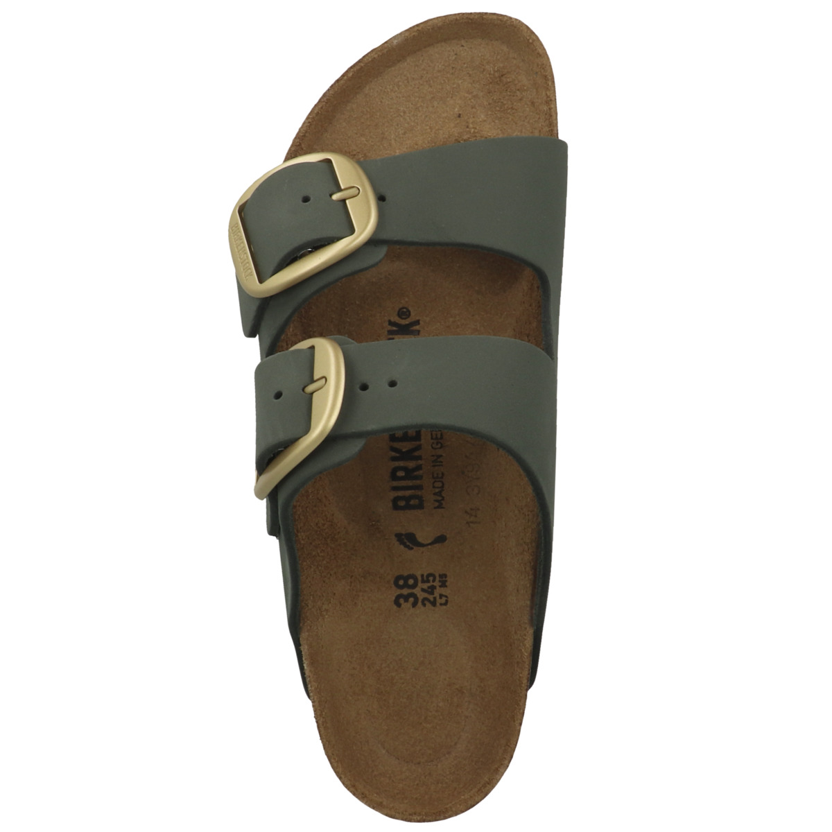 Birkenstock Arizona Big Buckle Nubukleder Sandale schmal gruen