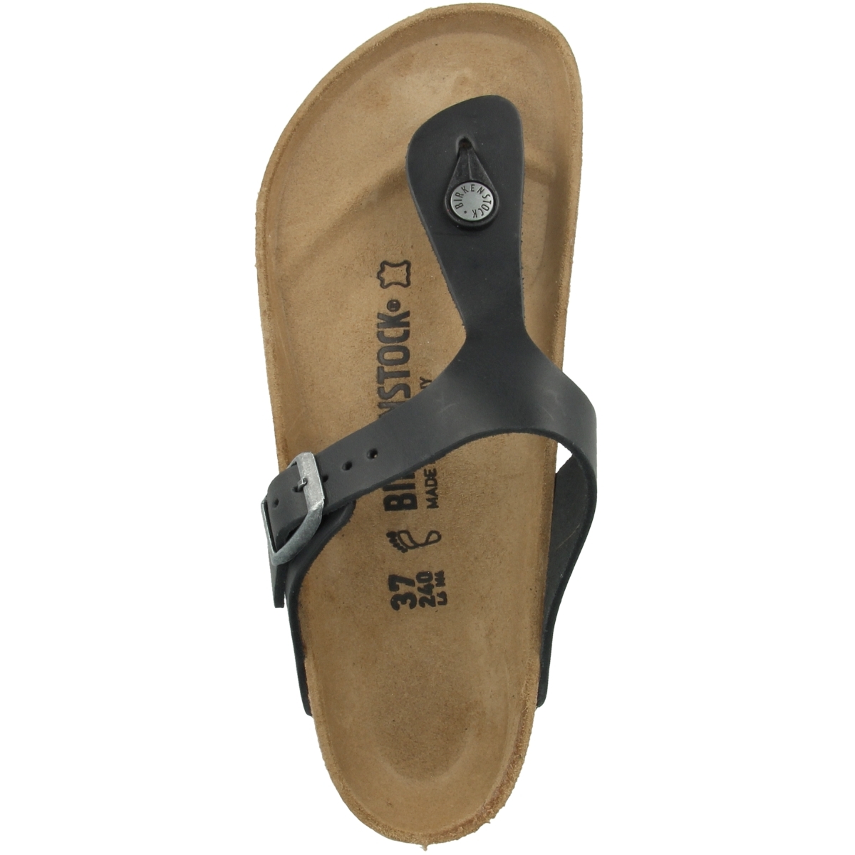 Birkenstock Gizeh geöltes Nubukleder Zehensandale normal schwarz