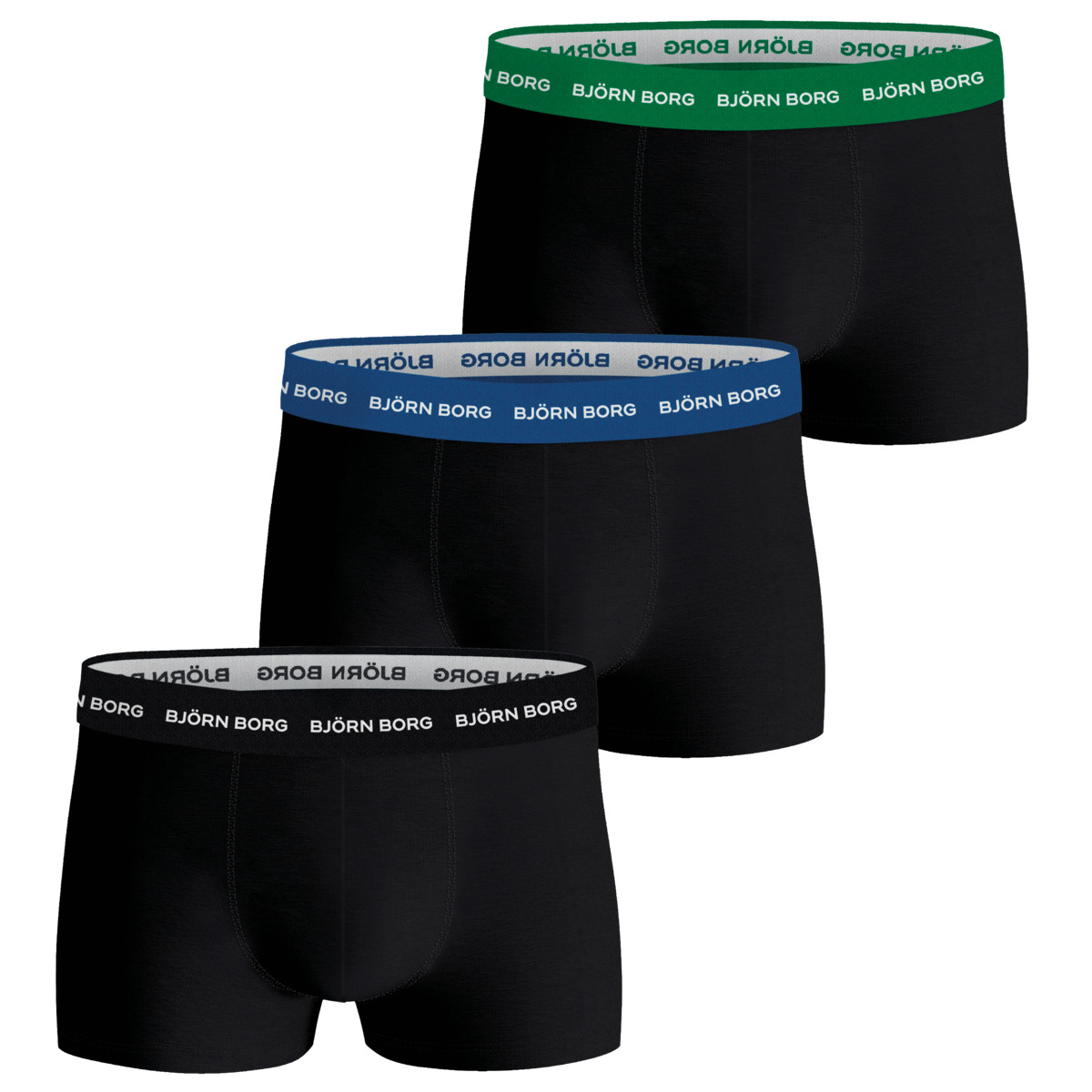 Björn Borg Cotton Stretch Trunk 3er Pack Boxershorts schwarz