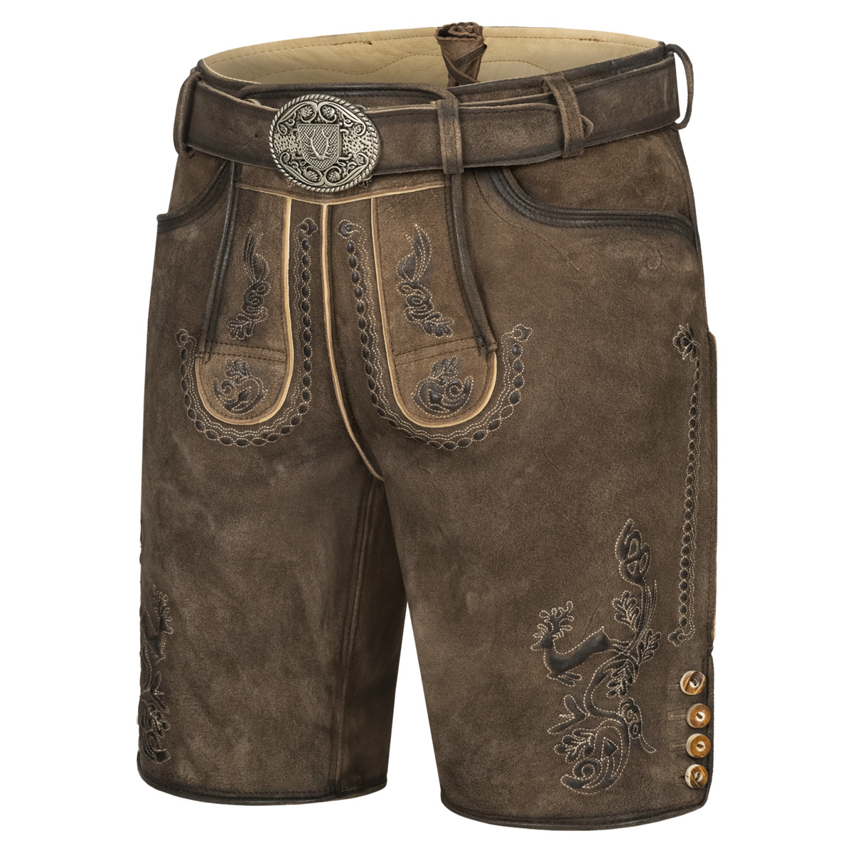 Krüger Sean Lederhose mit Gürtel braun