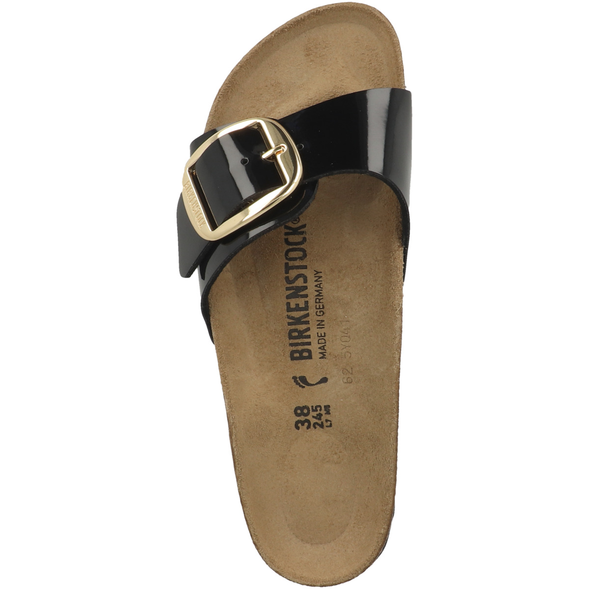 Birkenstock Madrid Big Buckle Birko-Flor Patent Pantolette schmal schwarz