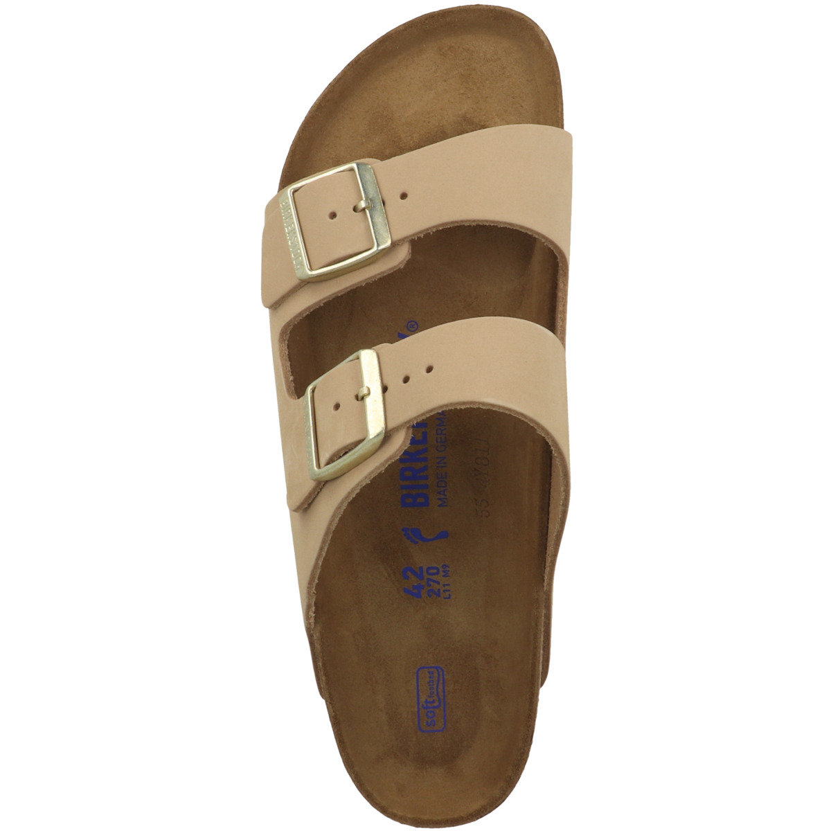 Birkenstock Arizona SFB Nubukleder Sandale Weichbettung schmal beige