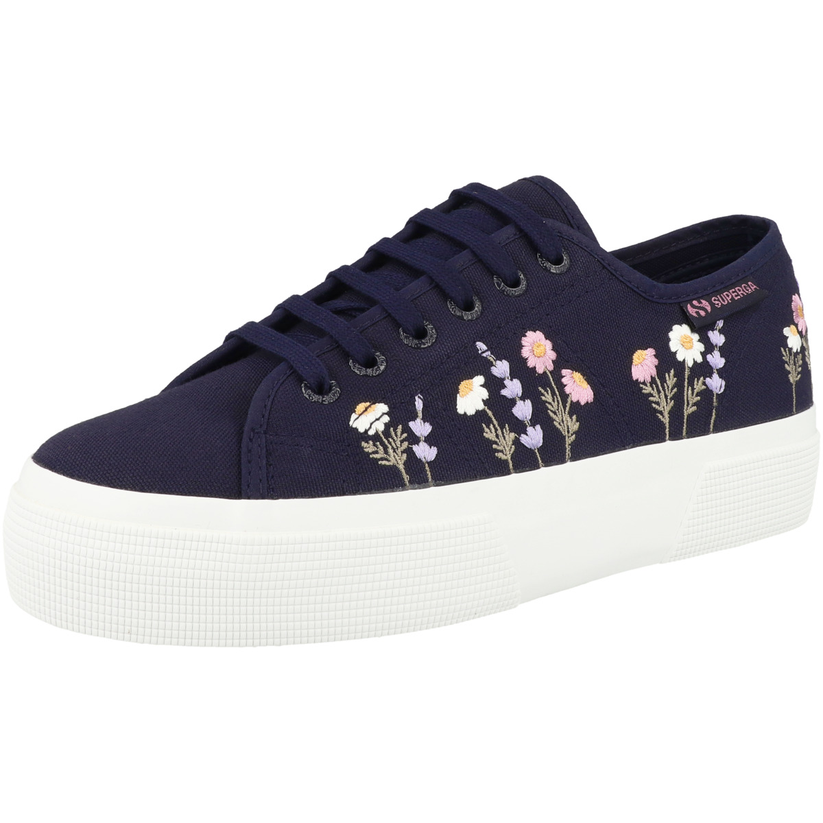 Superga 3740 Platform Flower Embroidery Sneaker low dunkelblau