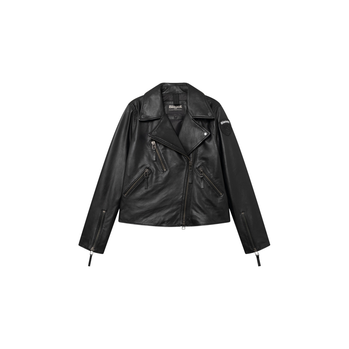 Blauer Jenkins Lederjacke schwarz