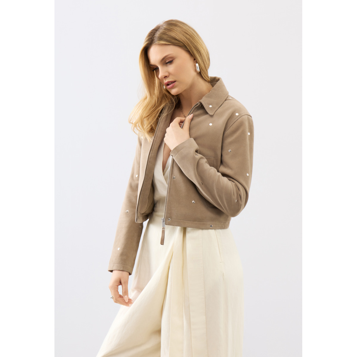 Bolongaro Trevor Hallie Stud Jacket Lederjacke beige