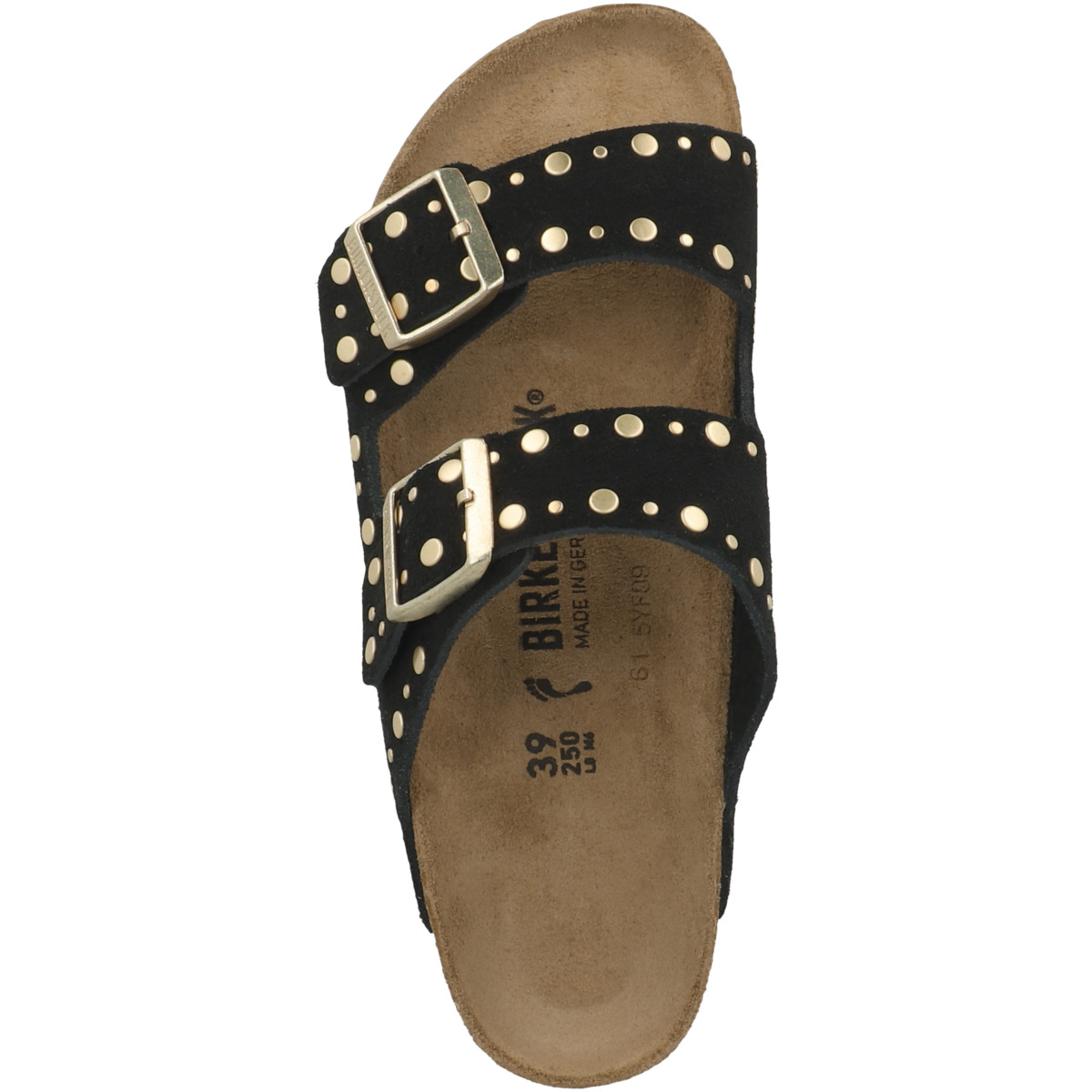 Birkenstock Arizona Rivet Veloursleder Sandale schmal schwarz