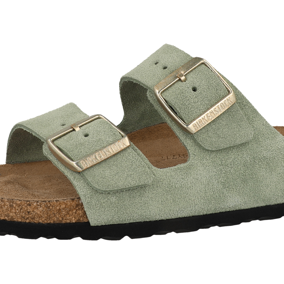 Birkenstock Arizona SFB Veloursleder Sandale Weichbettung schmal gruen