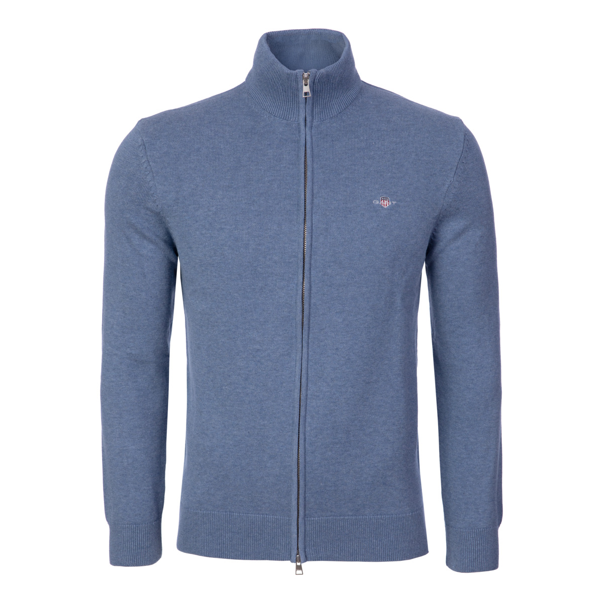 GANT Casual Cotton Zip Cardigan Strickjacke blau