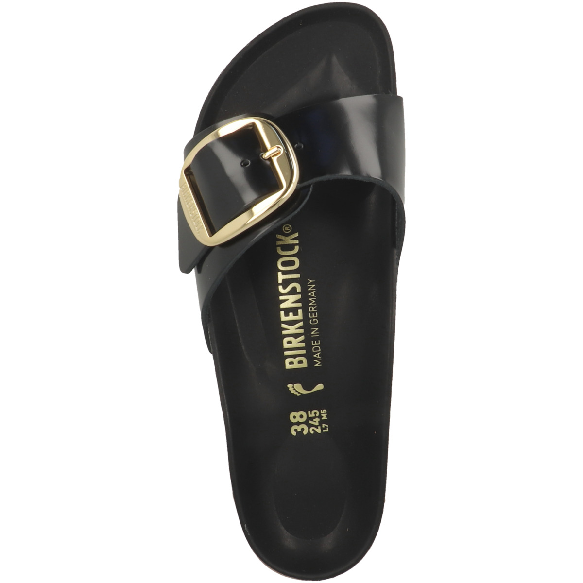 Birkenstock Madrid Big Buckle Naturleder Lack Sandale schmal schwarz