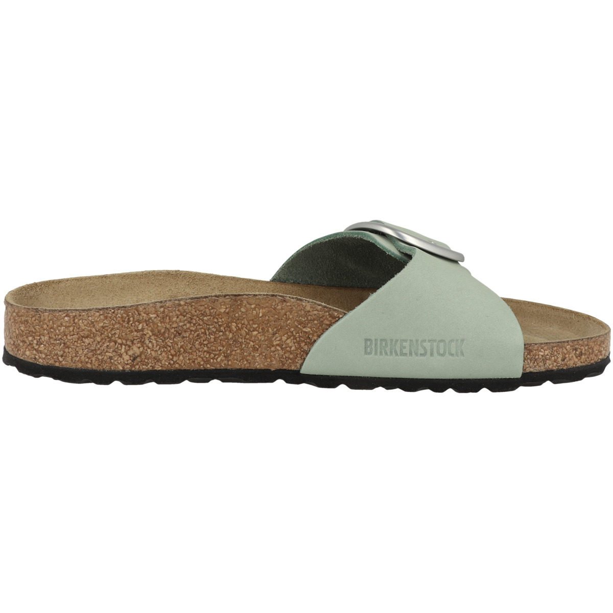 Birkenstock Madrid Big Buckle Nubukleder Sandale schmal hellgrau