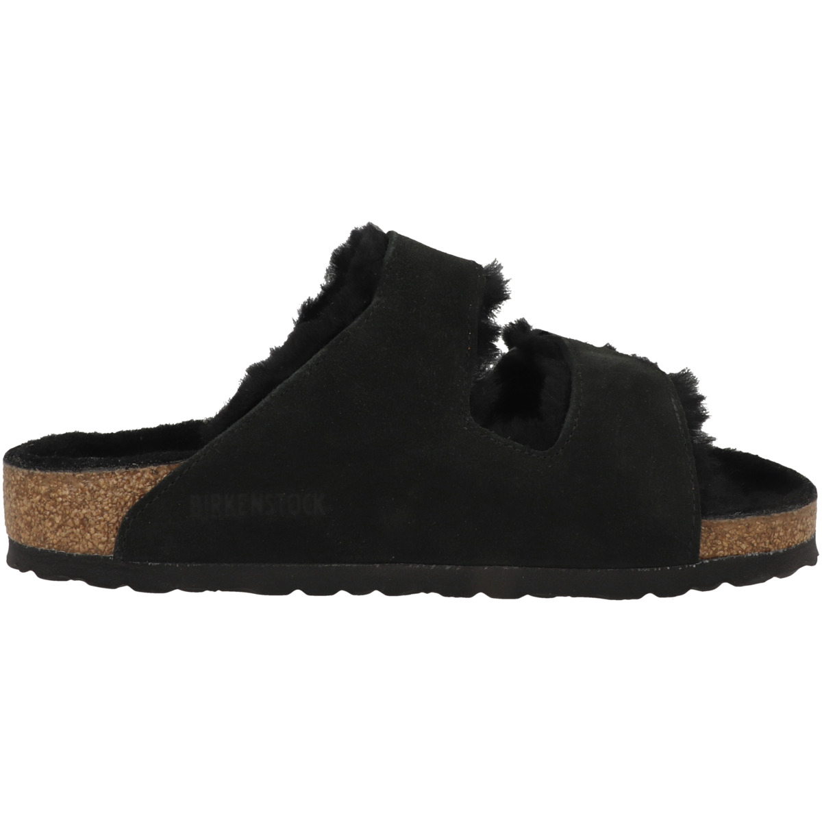 Birkenstock Arizona Veloursleder Lammfell Sandale normal schwarz