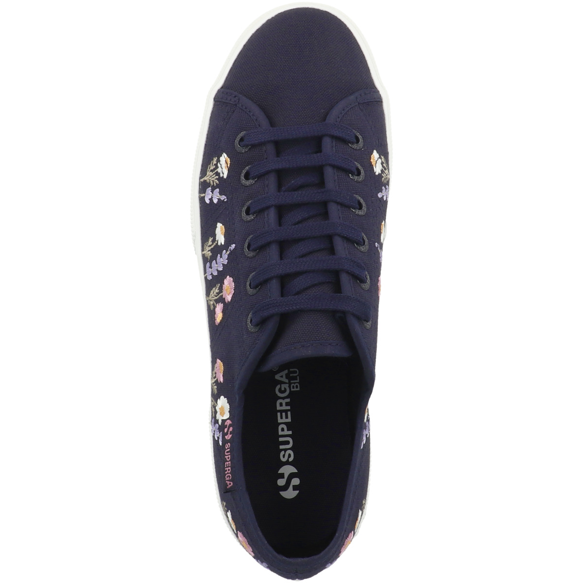 Superga 3740 Platform Flower Embroidery Sneaker low dunkelblau