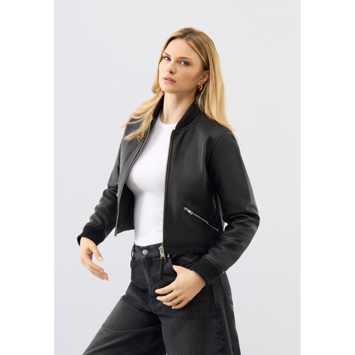 Bolongaro Trevor Darcie Bomber Lederjacke schwarz
