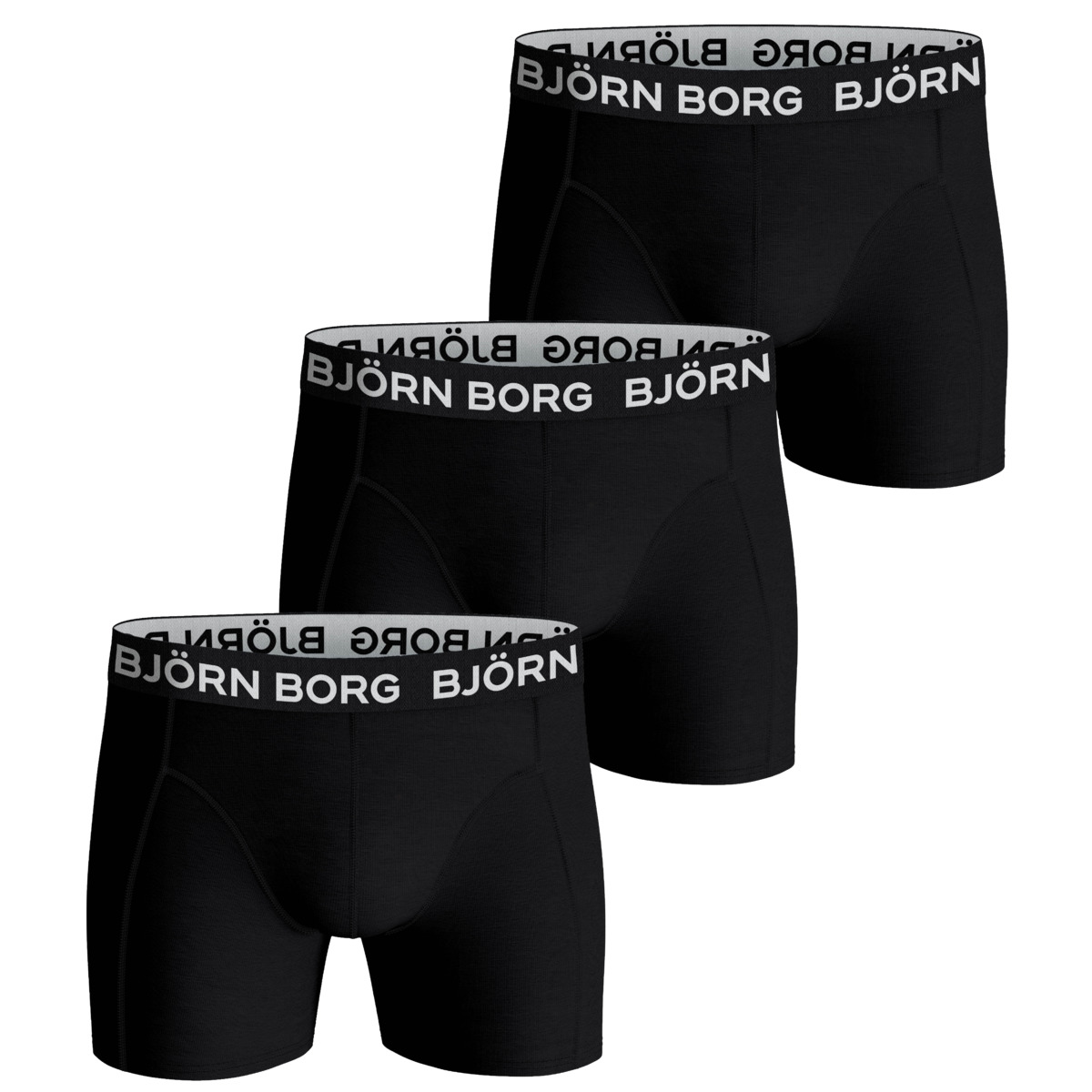 Björn Borg Solid Cotton Stretch 3er Pack Boxershorts schwarz