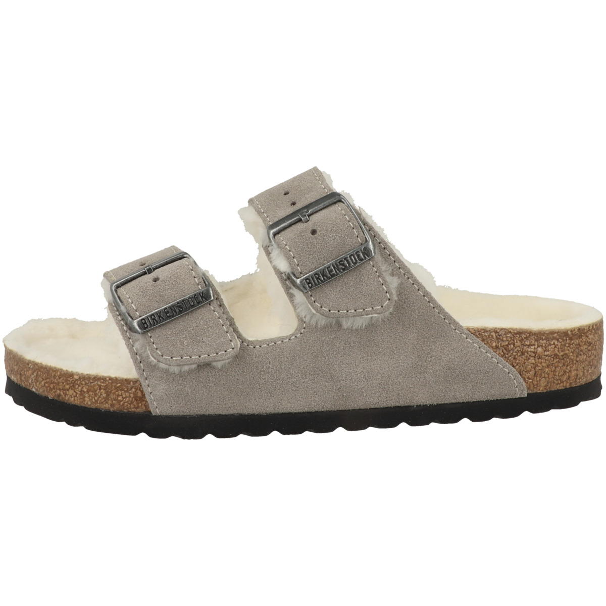 Birkenstock Arizona Veloursleder Lammfell Sandale normal grau