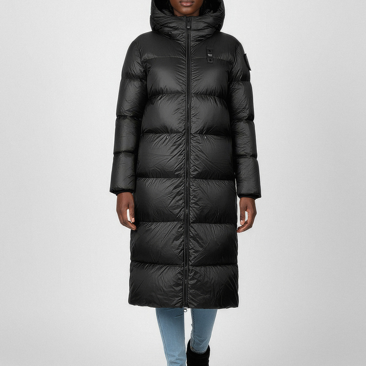 Blauer Celia Daunenmantel schwarz