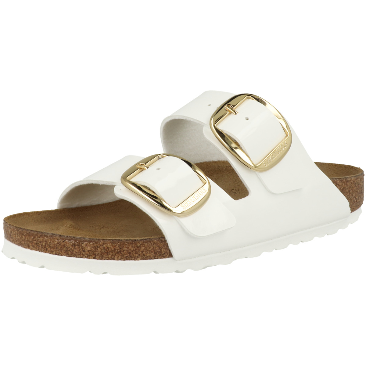 Birkenstock Arizona Big Buckle Birko-Flor Patent Sandale schmal weiss