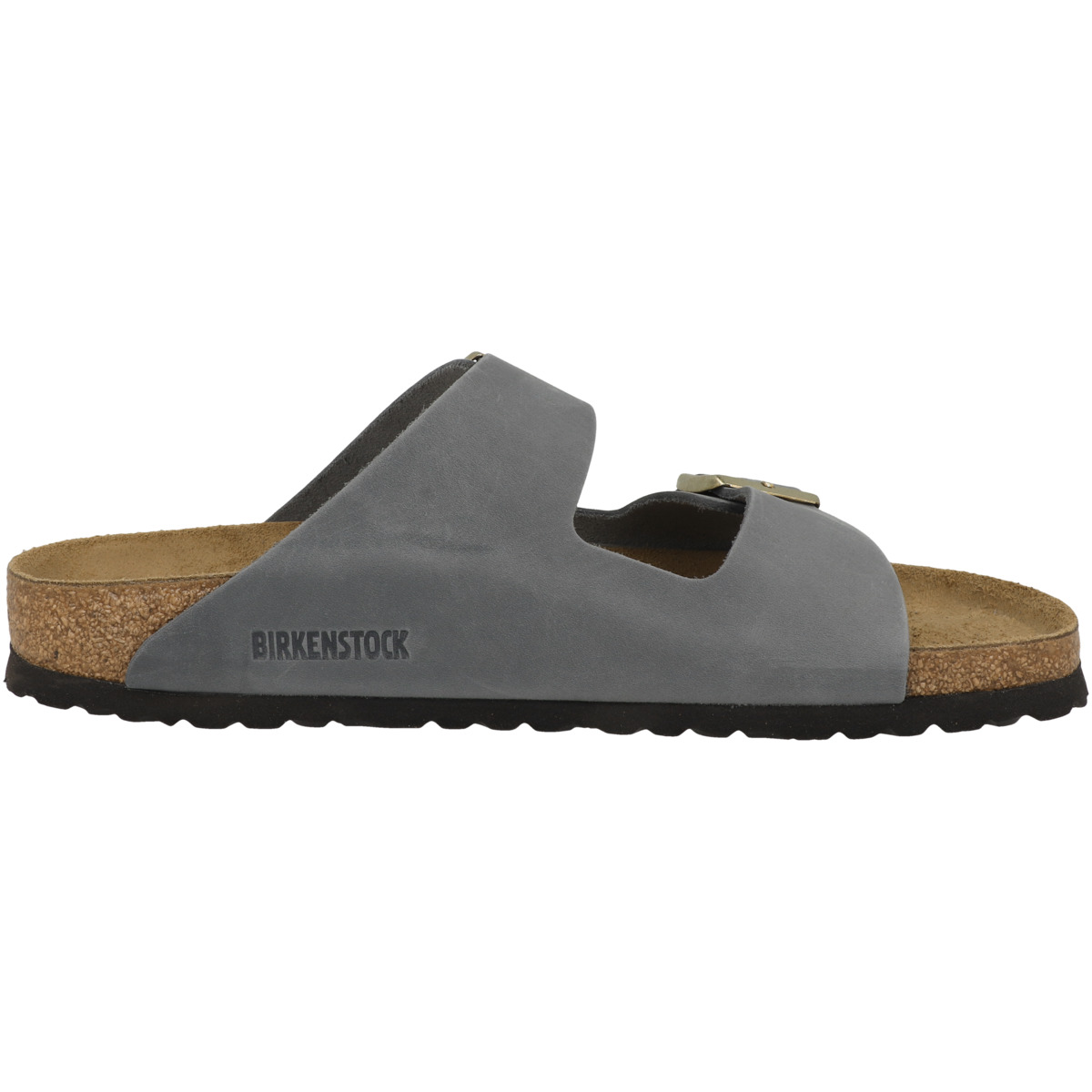 Birkenstock Arizona geöltes Nubukleder Sandale schmal grau