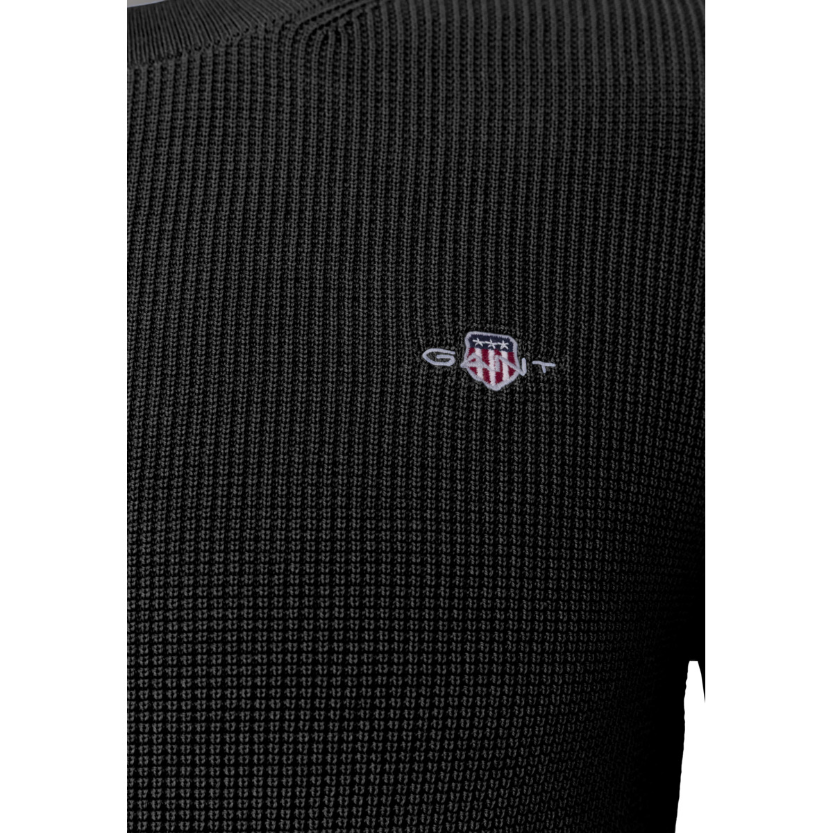 GANT Micro Textured Cotton C-Neck Pullover schwarz