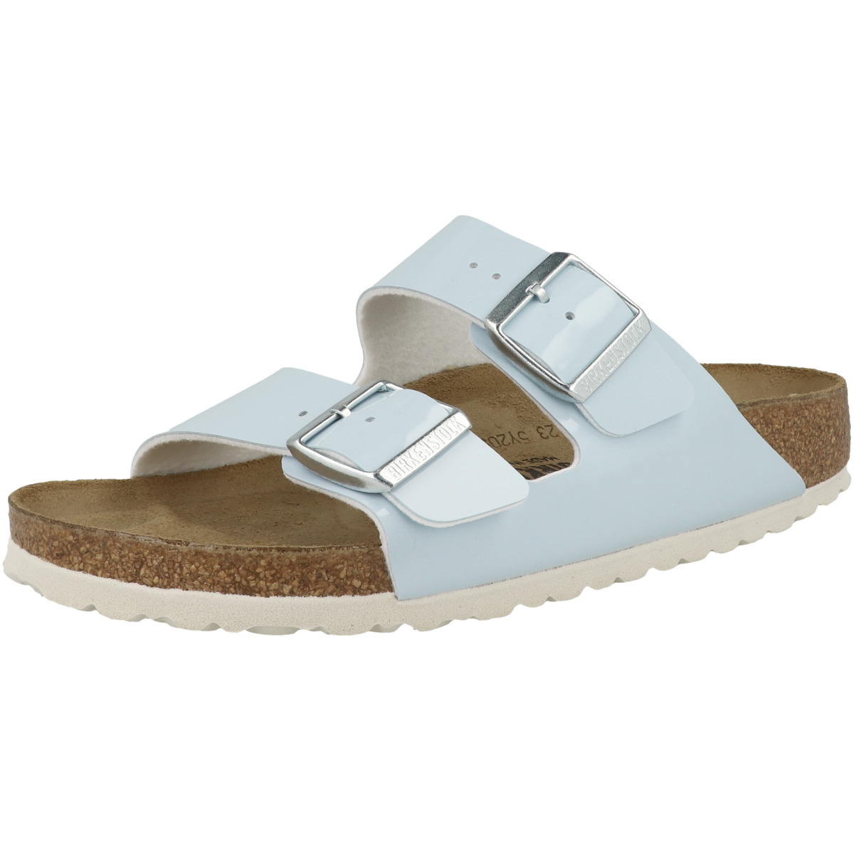 Birkenstock Arizona Birko-Flor Patent Sandale schmal hellblau