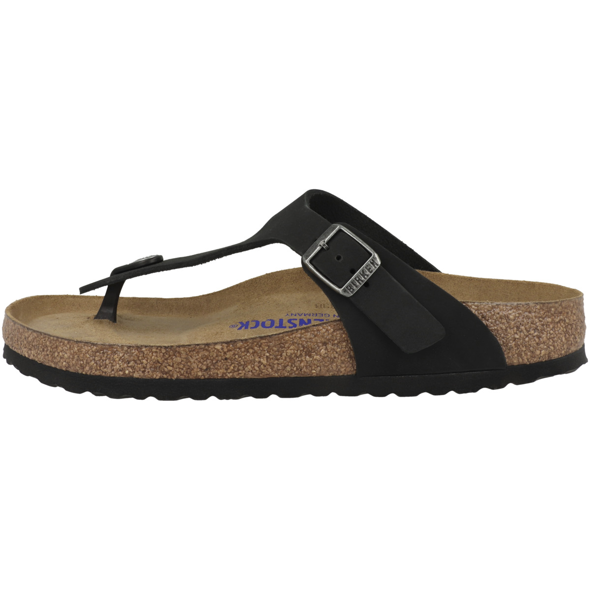 Birkenstock Gizeh SFB Nubukleder Zehensandale Weichbettung normal schwarz