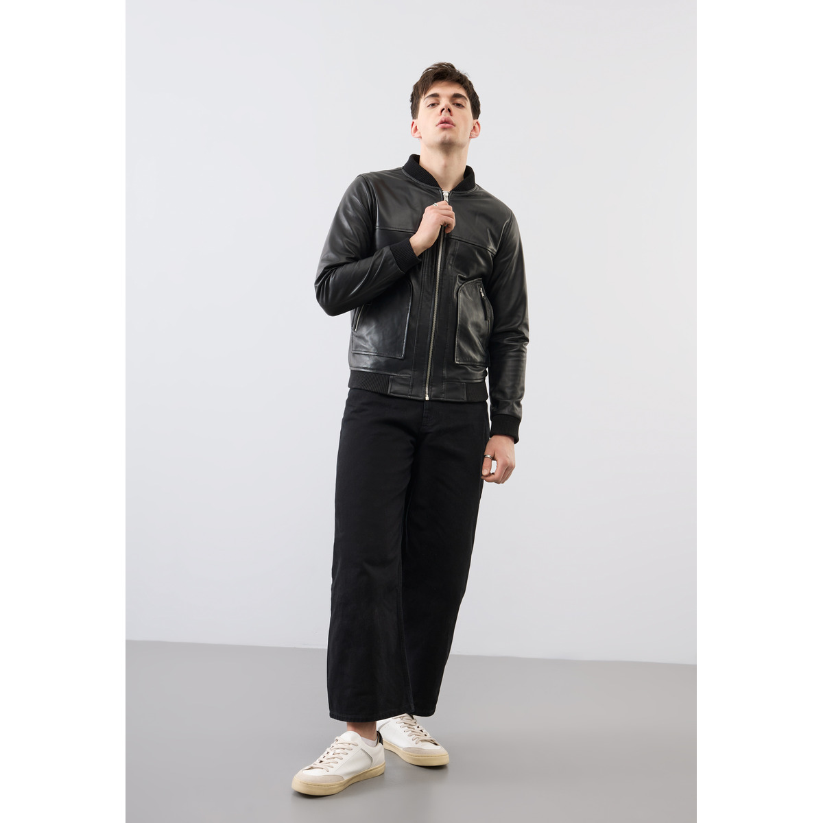 Bolongaro Trevor Hayden Bomber Lederjacke schwarz