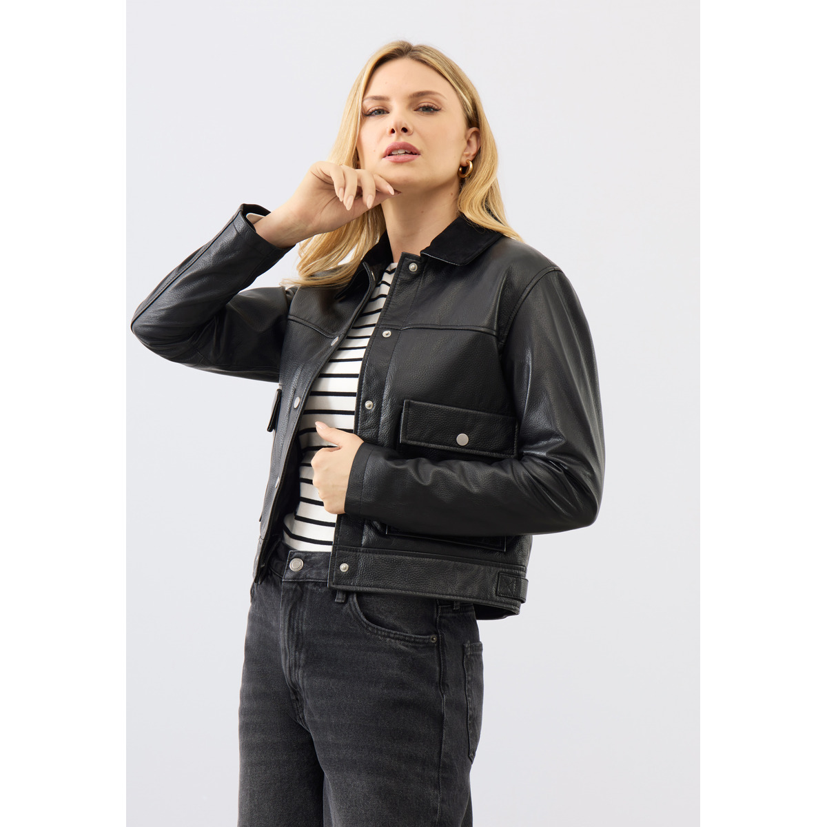 Bolongaro Trevor Caris Trucker Lederjacke schwarz