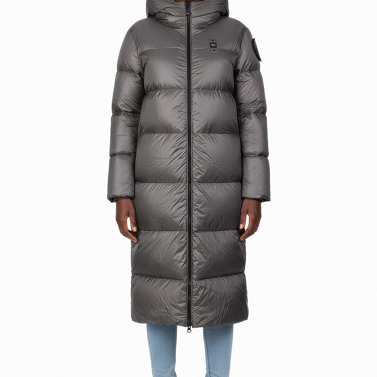 Blauer Celia Daunenmantel dunkelgrau