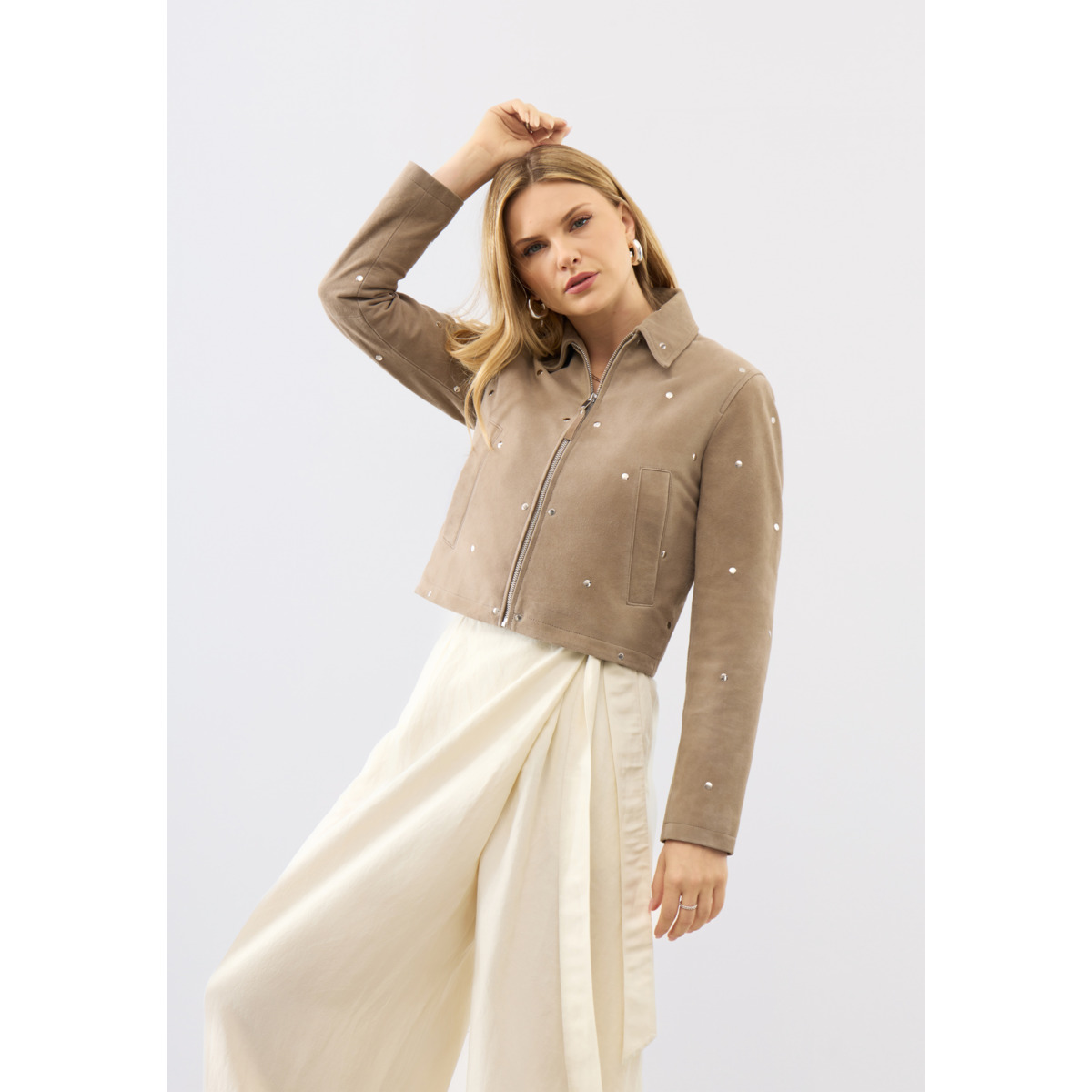 Bolongaro Trevor Hallie Stud Jacket Lederjacke beige