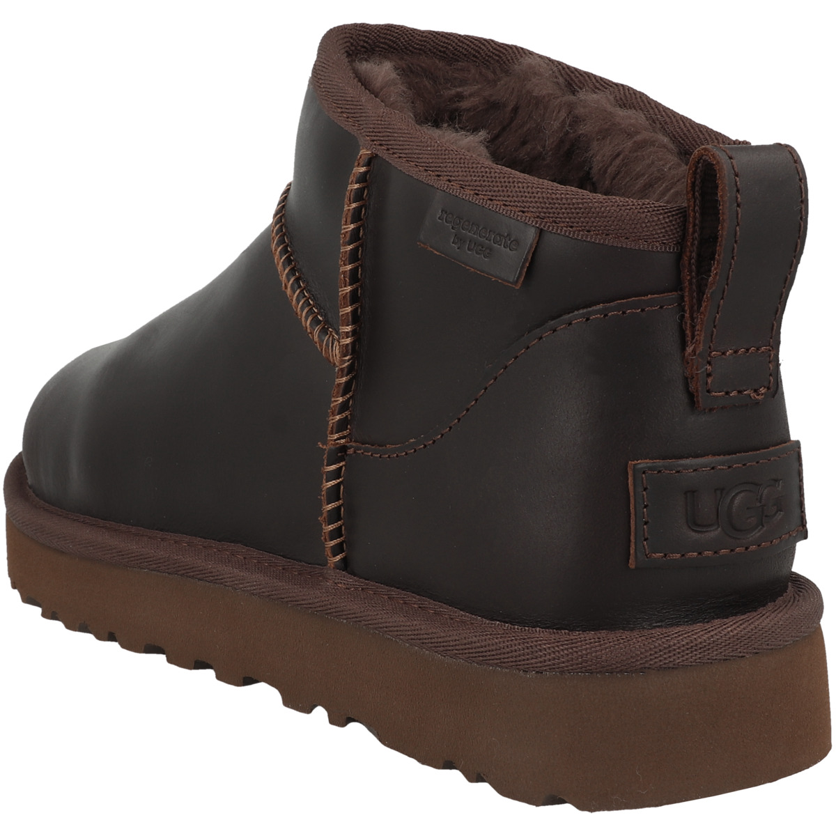 UGG Classic Ultra Mini Lthr Regen Boots Women dunkelbraun