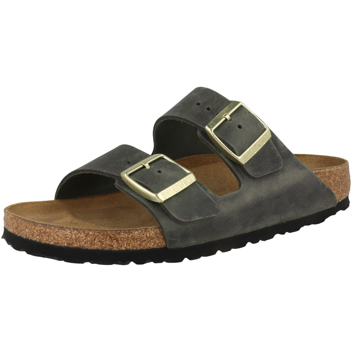 Birkenstock Arizona geöltes Nubukleder Sandale schmal gruen