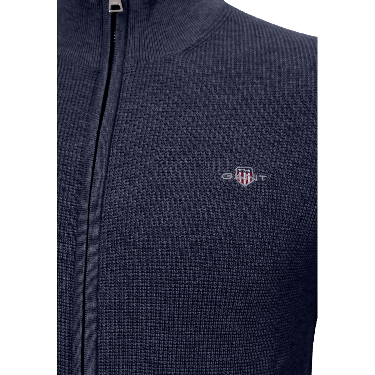 GANT Micro Textured Cotton Zip  Strickjacke dunkelblau