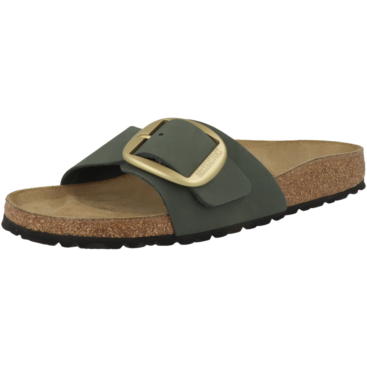 Birkenstock Madrid Big Buckle Nubukleder Sandale schmal gruen