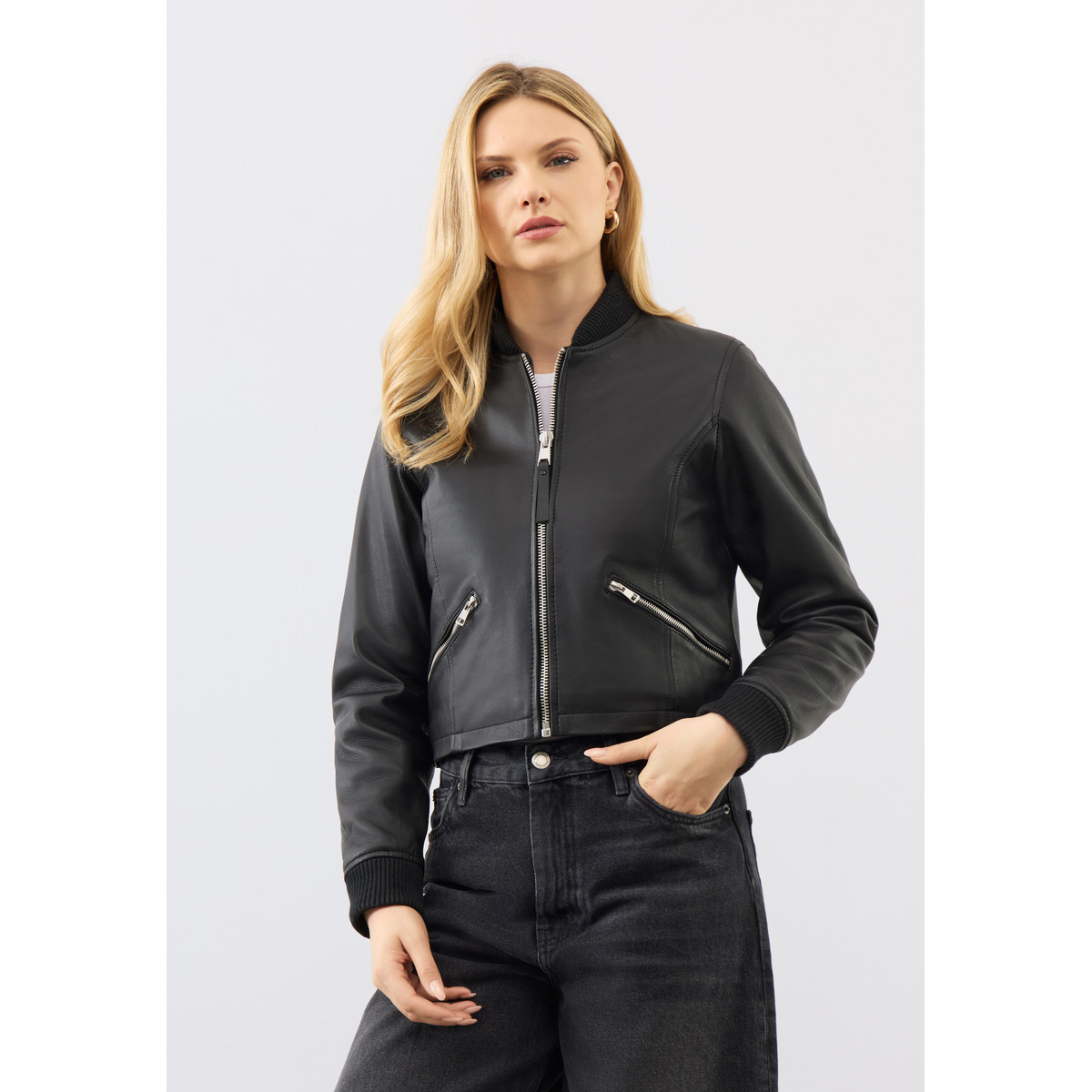 Bolongaro Trevor Darcie Bomber Lederjacke schwarz