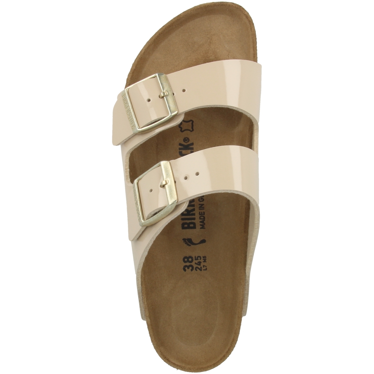 Birkenstock Arizona Birko-Flor Lack Sandale schmal beige Birkenstock Arizona Birko-Flor Lack Sandale schmal beige