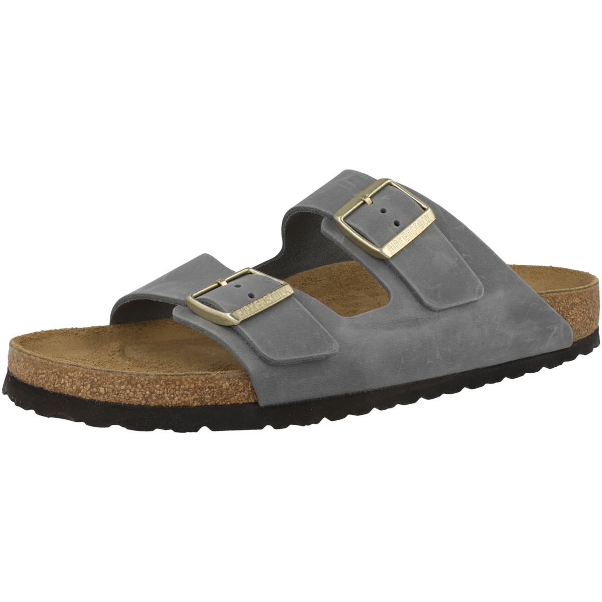Birkenstock Arizona geöltes Nubukleder Sandale schmal grau