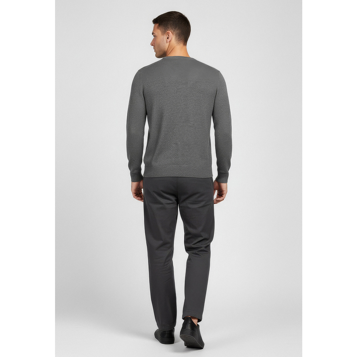 GANT Extrafine Lambswool V-Neck Pullover dunkelgrau