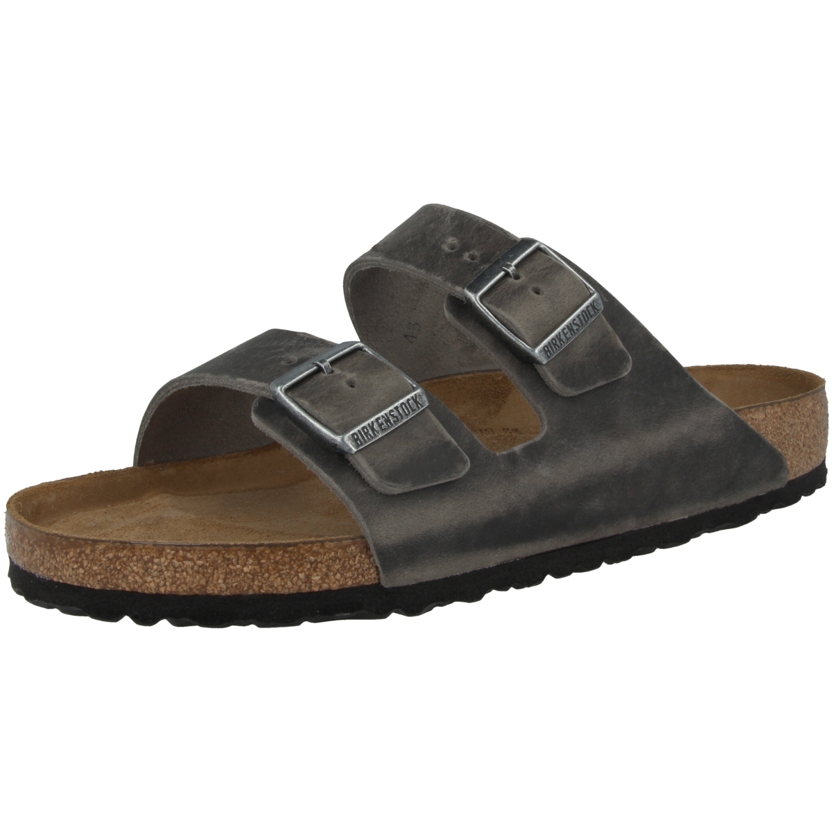 Birkenstock Arizona SFB Geöltes Nubukleder Sandale Weichbettung normal grau