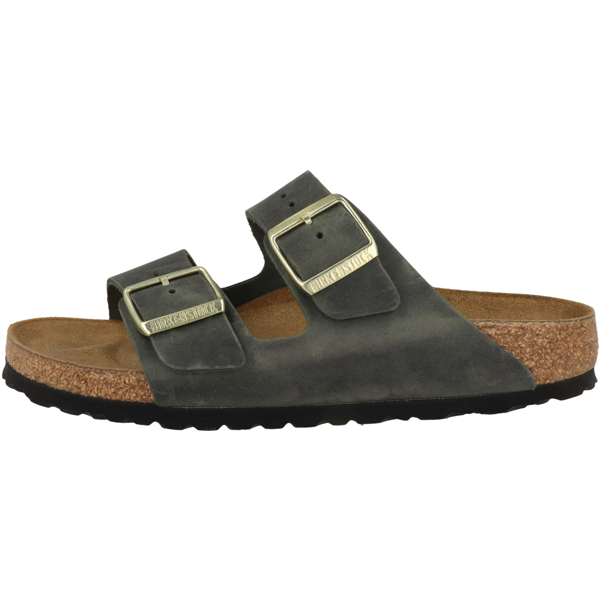 Birkenstock Arizona geöltes Nubukleder Sandale schmal gruen