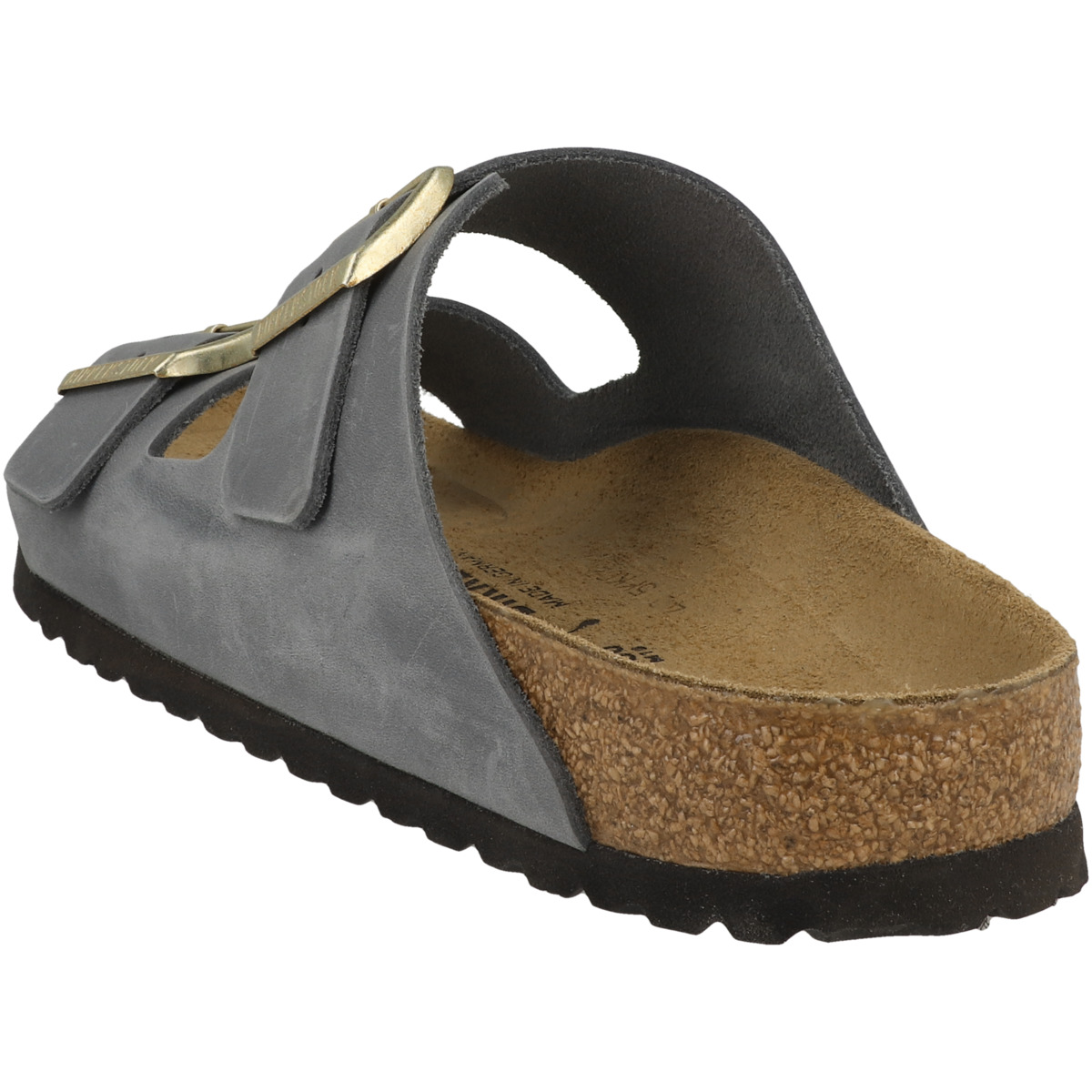 Birkenstock Arizona geöltes Nubukleder Sandale schmal grau