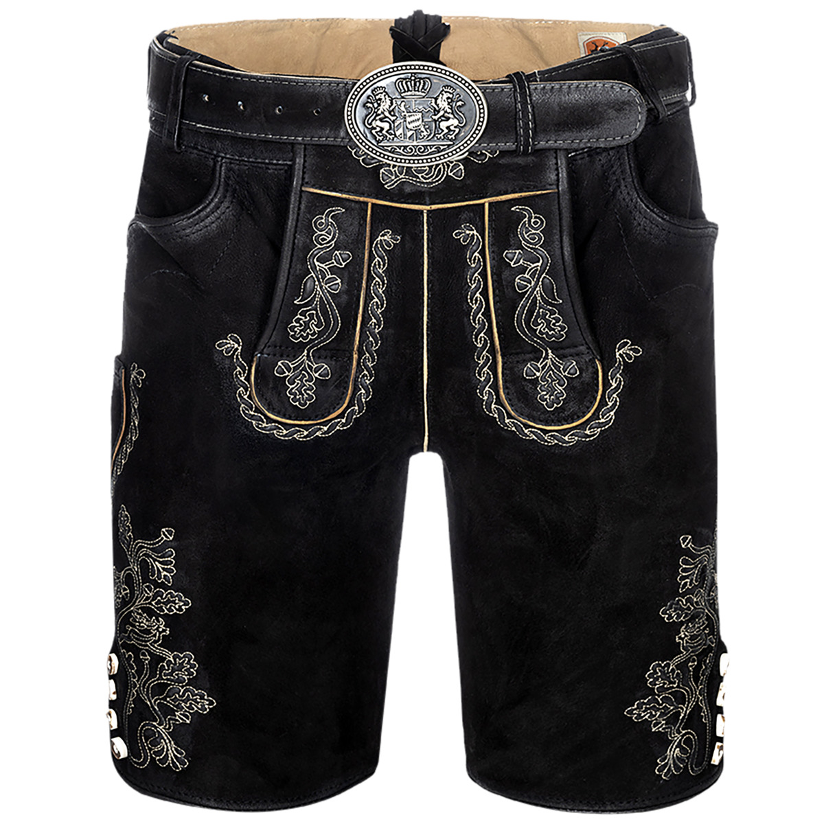 Country Maddox Horn Lederhose schwarz