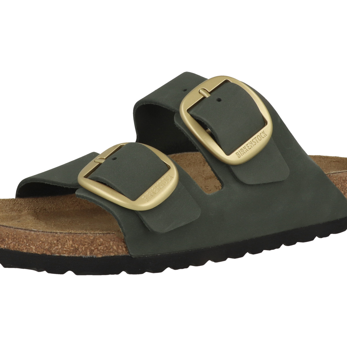 Birkenstock Arizona Big Buckle Nubukleder Sandale schmal gruen