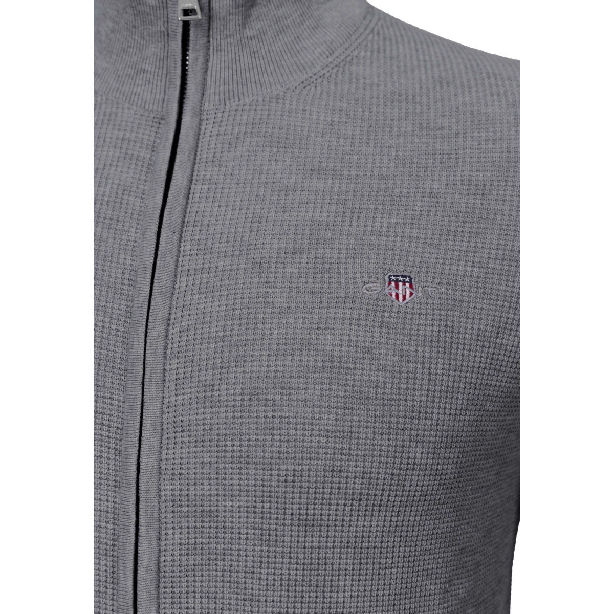 GANT Micro Textured Cotton Zip  Strickjacke dunkelgrau
