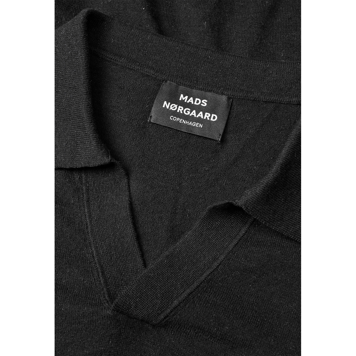 Mads Norgaard Cotton Lino Theo Polo Poloshirt schwarz