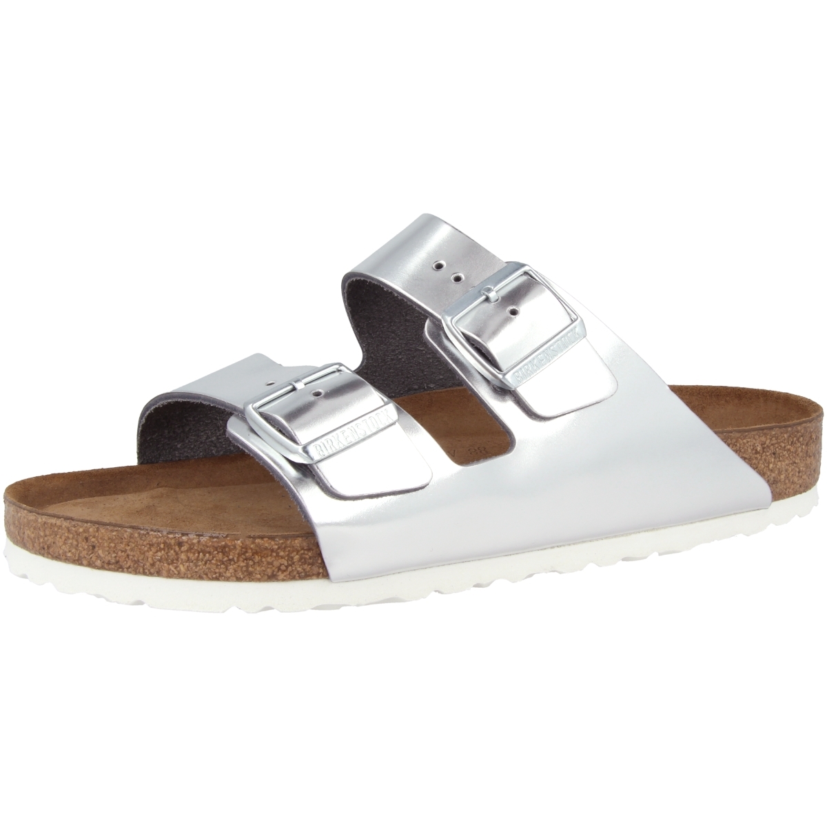 Birkenstock Arizona SFB Leder Sandale Weichbettung schmal silber Birkenstock Arizona SFB Leder Sandale Weichbettung schmal silber