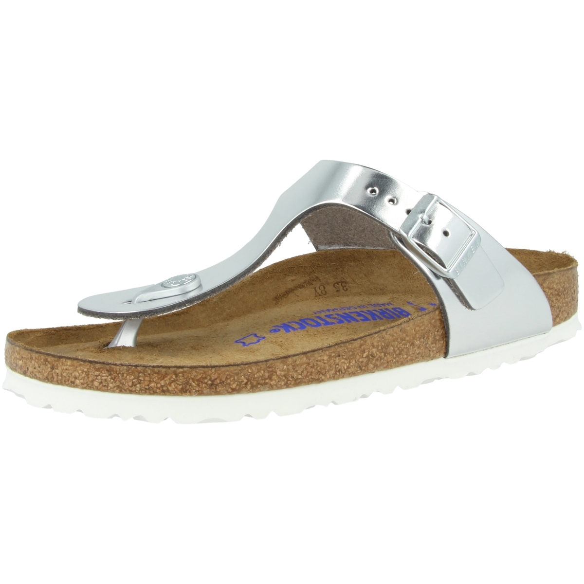 Birkenstock Gizeh SFB Glattleder Sandale Weichbettung normal silber Birkenstock Gizeh SFB Glattleder Sandale Weichbettung normal silber