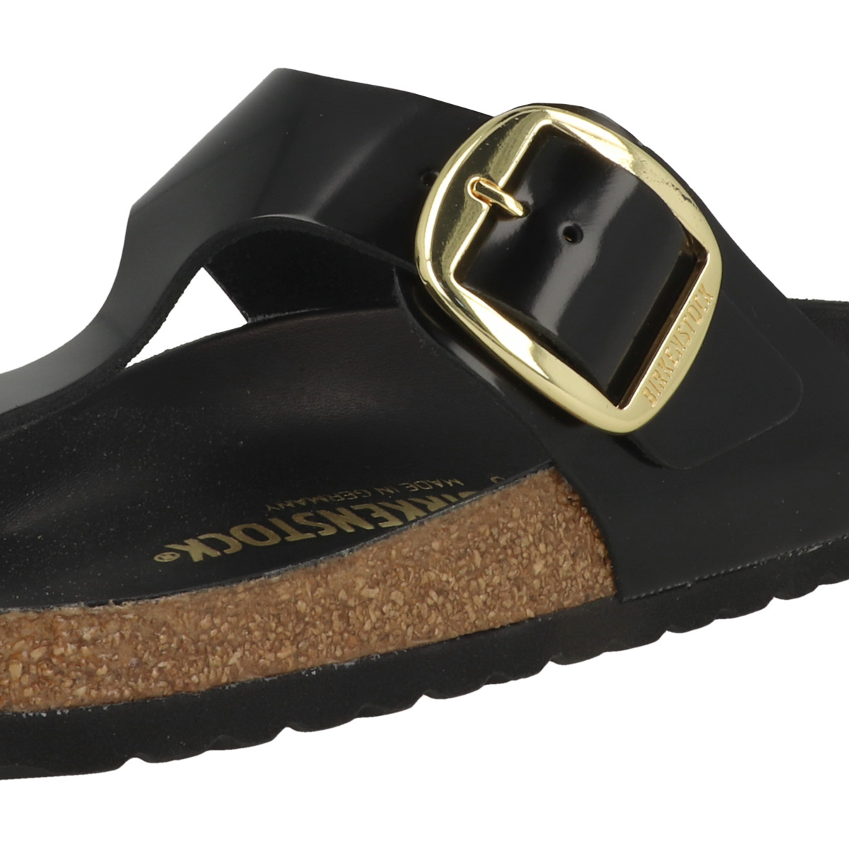 Birkenstock Gizeh Naturleder Lack Zehensandale normal schwarz