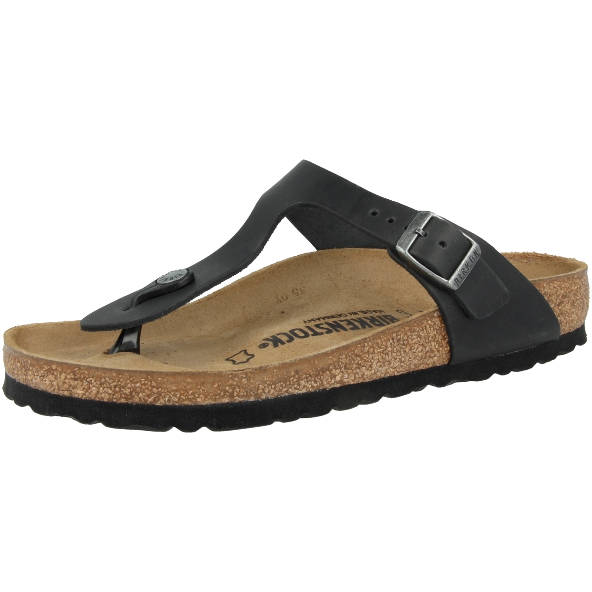 Birkenstock Gizeh geöltes Nubukleder Zehensandale normal schwarz